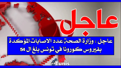 عاجل وزارة الصحة عدد الاصابات المؤكدة بفيروس كورونا في تونس بلغ ال 54